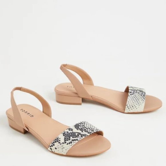 Torrid Nude and Snake Print Strap Mini Heal Sandal 8W - Picture 2 of 11